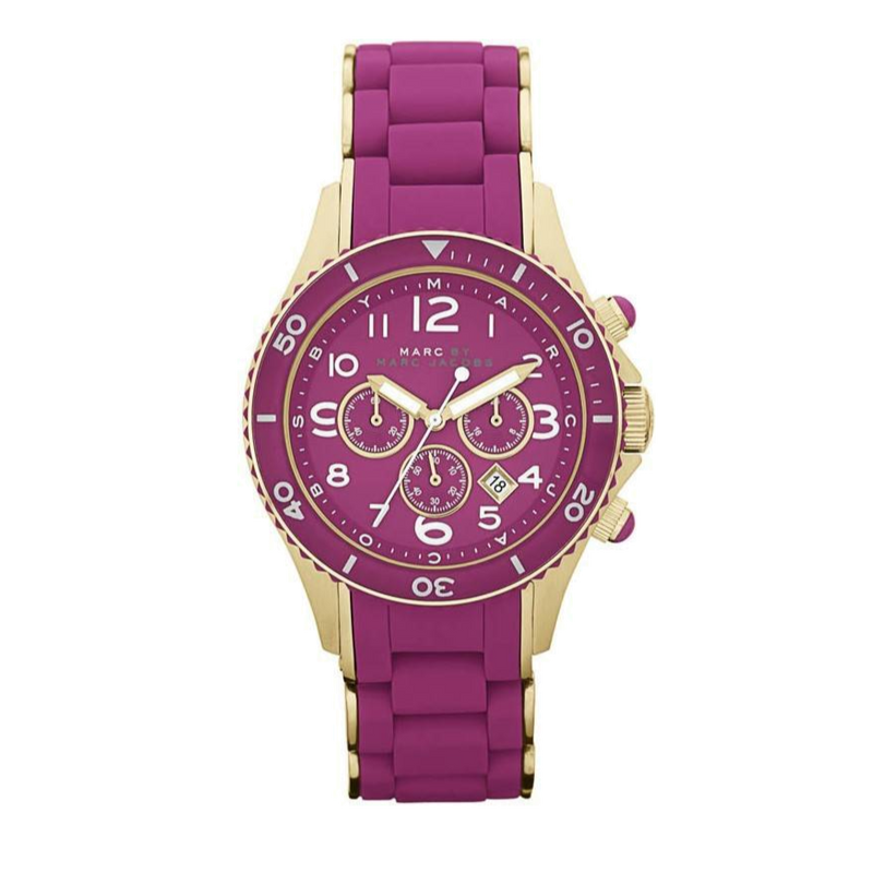 Marc Jacobs Rock Chronograph Purple Dial Purple Silicone Strap Watch for Women - MBM2576 Buy Now By Marc Jacobs