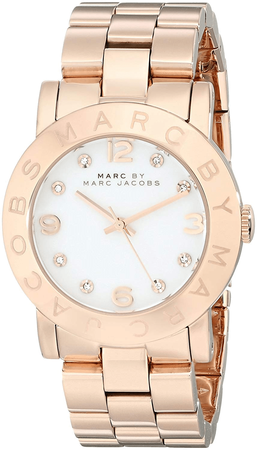 Marc Jacobs Amy White Dial Rose Gold Steel Strap Watch for Women - MBM3077