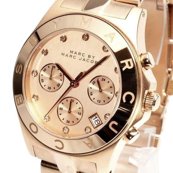Marc Jacobs Blade Chronograph Rose Gold Dial Rose Gold Steel Strap Watch for Women - MBM3102 Buy Now By Marc Jacobs