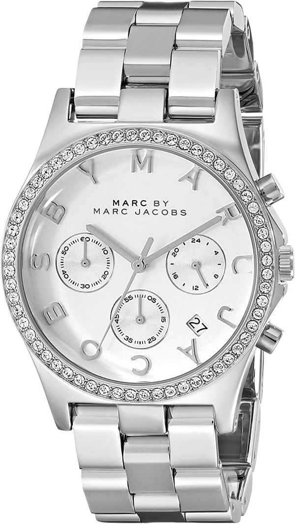 Marc Jacobs Henry Chronograph Silver Dial Silver Steel Strap Watch for Women - MBM3104 Buy Now By Marc Jacobs