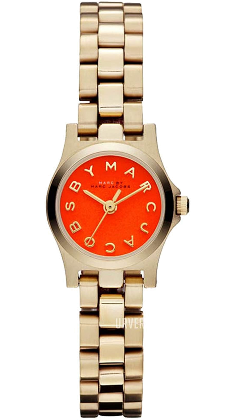 Marc Jacobs Henry Dinky Red Dial Gold Steel Strap Watch for Women - MBM3202 Buy Now By Marc Jacobs