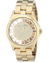 Marc Jacobs Henry Transparent Gold Dial Gold Steel Strap Watch for Women - MBM3206 Buy Now By Marc Jacobs