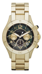 Marc Jacobs Rock Chronograph Black Dial Gold Steel Strap Watch for Women - MBM3253 Buy Now By Marc Jacobs