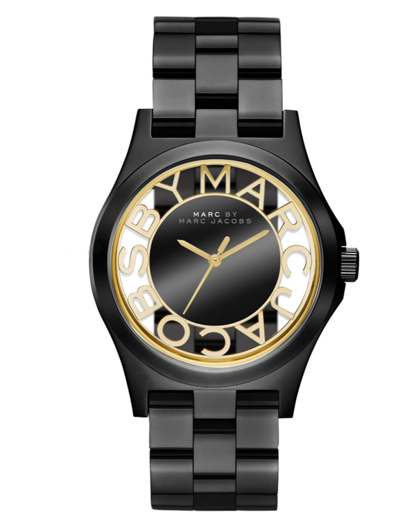 Marc Jacobs Henry Transparent Black Dial Black Steel Strap Watch for Women - MBM3255 Buy Now By Marc Jacobs