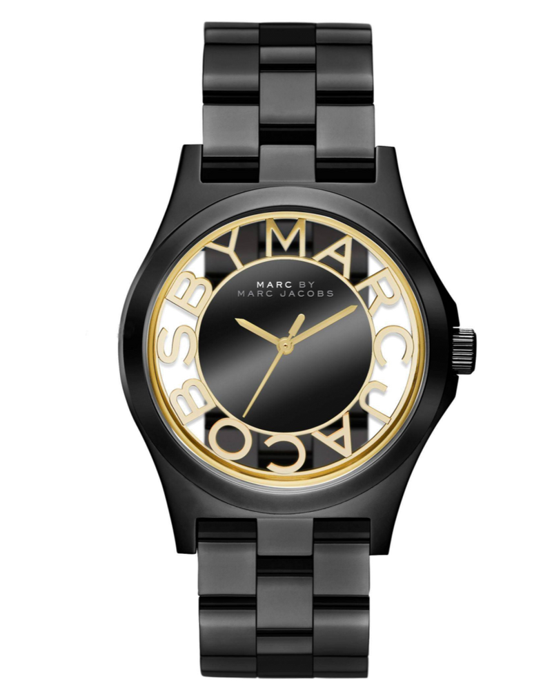 Marc Jacobs Henry Transparent Black Dial Black Steel Strap Watch for Women - MBM3255 Buy Now By Marc Jacobs