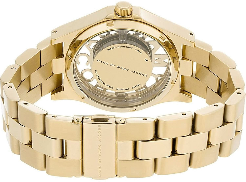 Marc Jacobs Henry Skeleton Gold Dial Gold Steel Strap Watch for Women - MBM3263 Buy Now By Marc Jacobs
