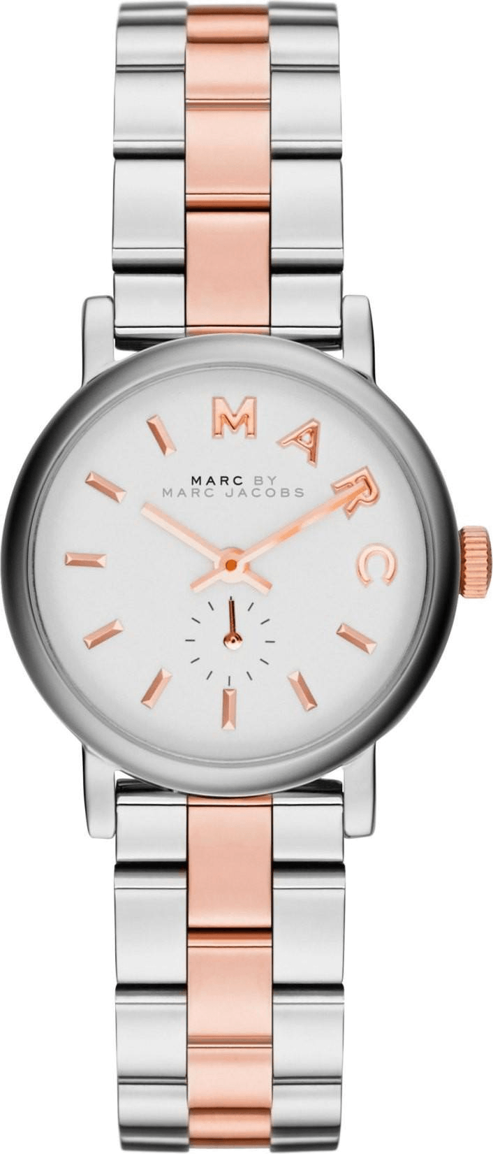 Marc Jacobs Baker White Dial Two Tone Steel Strap Watch for Women - MBM3331