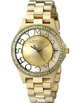 Marc Jacobs Henry Transparent Gold Dial Gold Steel Strap Watch for Women - MBM3338 Buy Now By Marc Jacobs