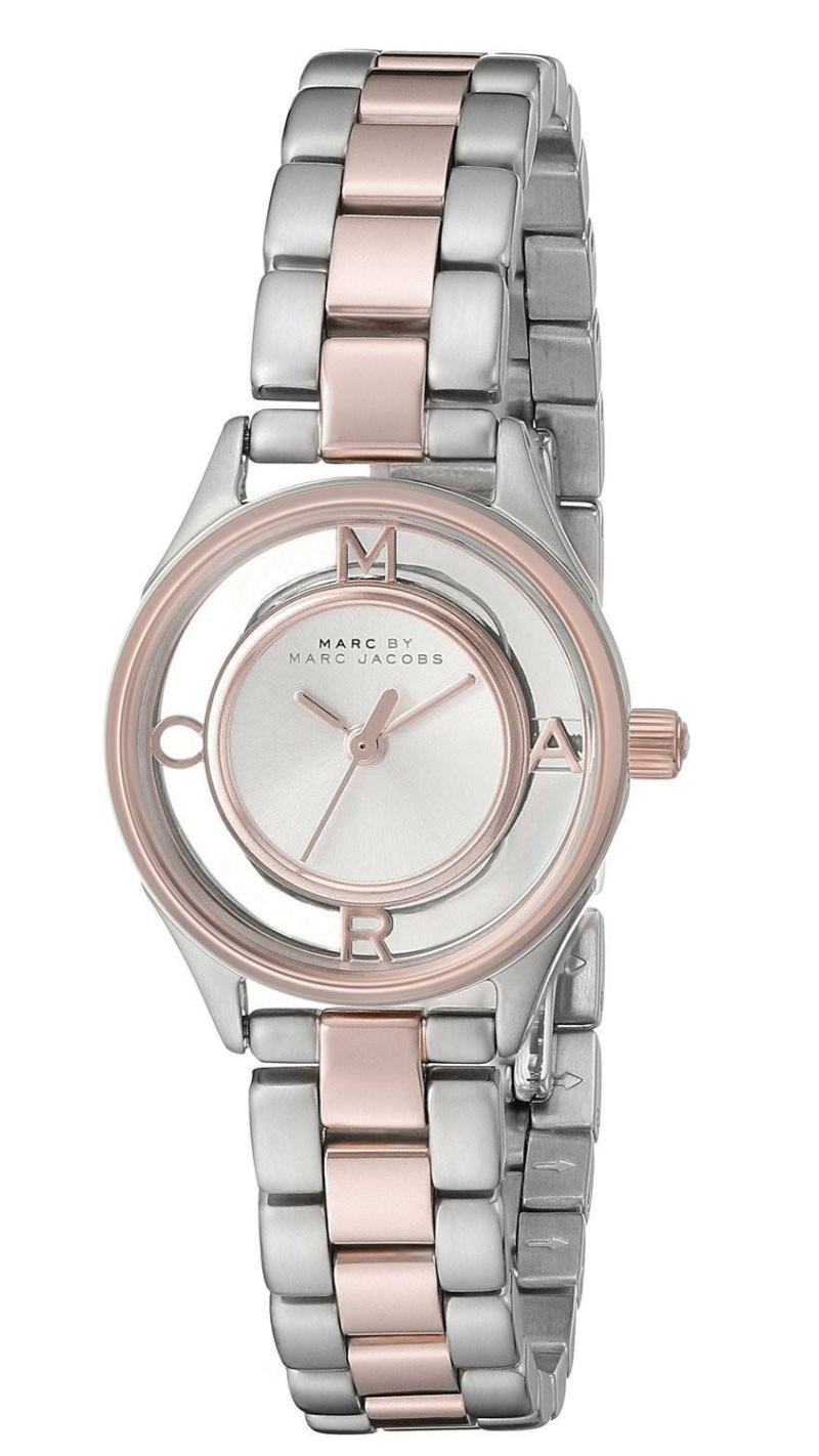 Marc Jacobs Tether Transparent White Dial Two Tone Steel Strap Watch for Women - MBM3418 Buy Now By Marc Jacobs