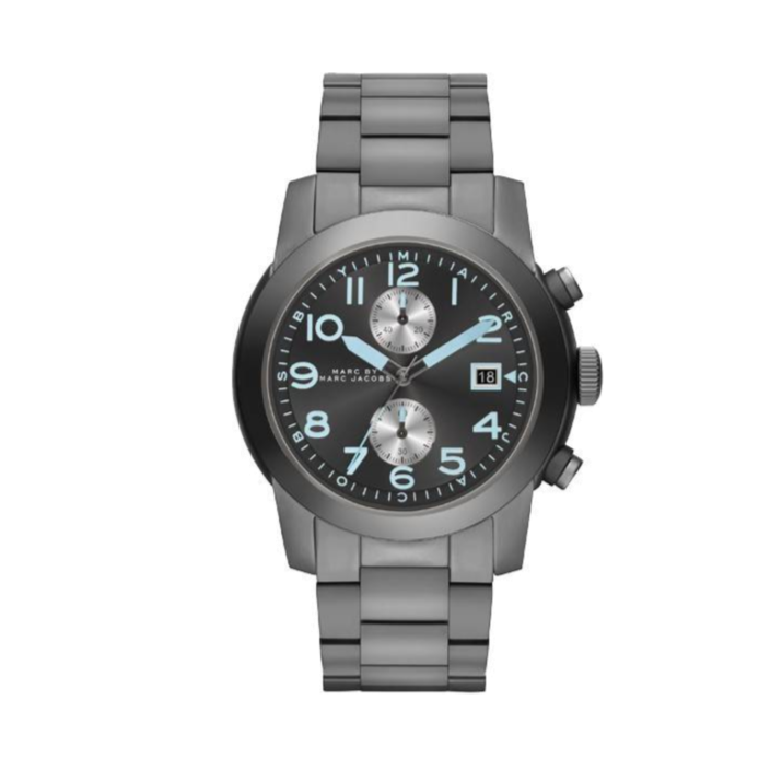 Marc Jacobs Larry Chronograph Black Dial Grey Steel Strap Watch for Men - MBM5051 Buy Now By Marc Jacobs