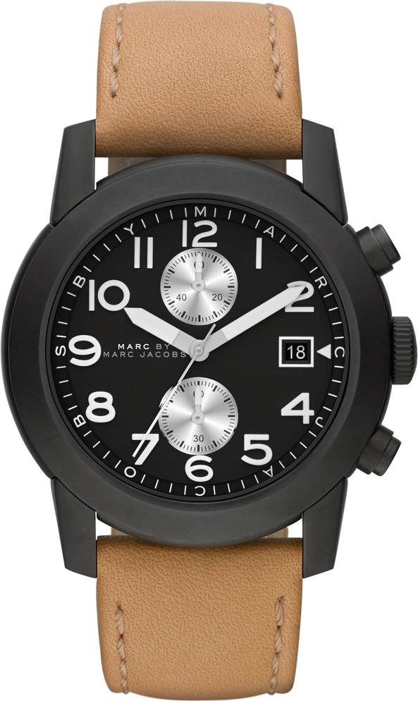 Marc Jacobs Larry Chronograph Black Dial Brown Leather Strap Watch for Men - MBM5053 Buy Now By Marc Jacobs