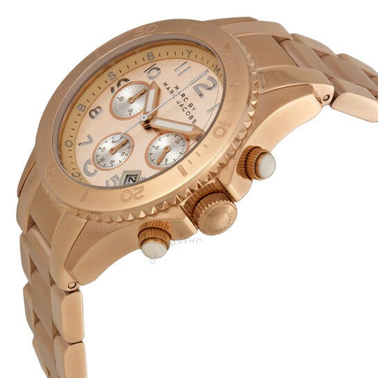 Marc Jacobs Rock Chronograph Rose Gold Dial Rose Gold Steel Strap Watch for Women - MBM3156 Buy Now By Marc Jacobs