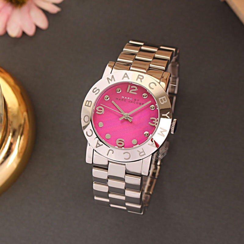 Marc Jacobs Amy Pink Dial Silver Steel Strap Watch for Women - MBM8623 Buy Now By Marc Jacobs