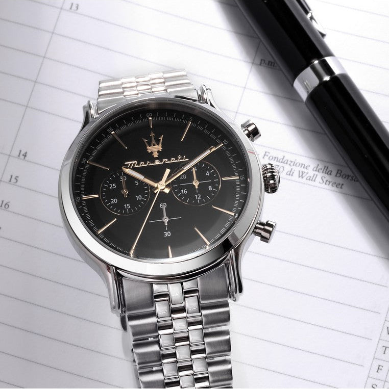 Maserati Epoca Chronograph Black Dial Silver Steel Strap Watch For Men - R8873618017 Buy Now By Maserati