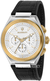 Maserati Triconic Chronograph White Dial Black Leather Strap Watch For Men - R8871639004 Buy Now By Maserati