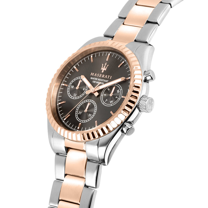 Maserati Competizione Analog Black Dial Two Tone Stainless Steel Strap Watch For Men - R8853100020 Buy Now By Maserati