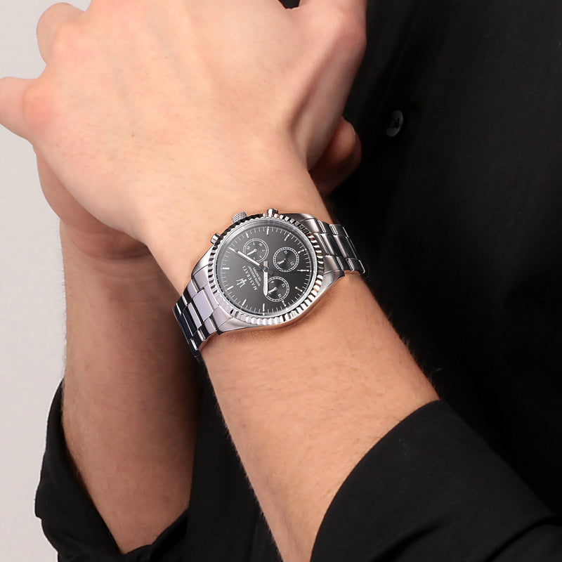 Maserati Competizione Chronograph Black Dial Silver Steel Strap Watch For Men - R8853100012 Buy Now By Maserati