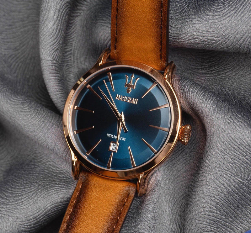 Maserati Epoca Blue Dial Brown Leather Strap Watch For Men - R8851118001 Buy Now By Maserati