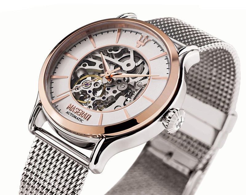 Maserati Epoca Automatic White Dial Silver Mesh Bracelet Watch For Men - R8823118001 Buy Now By Maserati