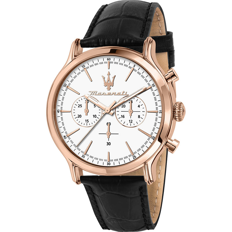 Maserati Epoca Chronograph White Dial Black Leather Strap Watch For Men - R8871618016 Buy Now By Maserati
