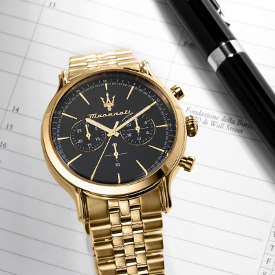 Maserati Epoca Chronograph Black Dial Gold Steel Strap Watch For Men - R8873618023 Buy Now By Maserati