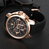 Maserati Successo 44mm Black Rose Gold Dial Black Rubber Strap Watch For Men - R8871621012 Buy Now By Maserati
