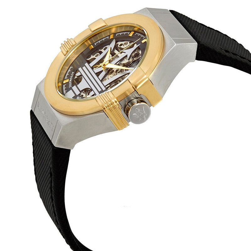 Maserati Potenza Automatic Skeleton Dial Black Leather Strap Watch For Men - R8821108011 Buy Now By Maserati