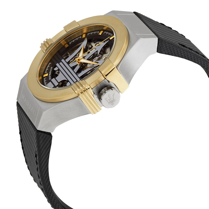 Maserati Potenza Automatic Skeleton Grey Dial Black Leather Strap Watch For Men - R8821108037 Buy Now By Maserati