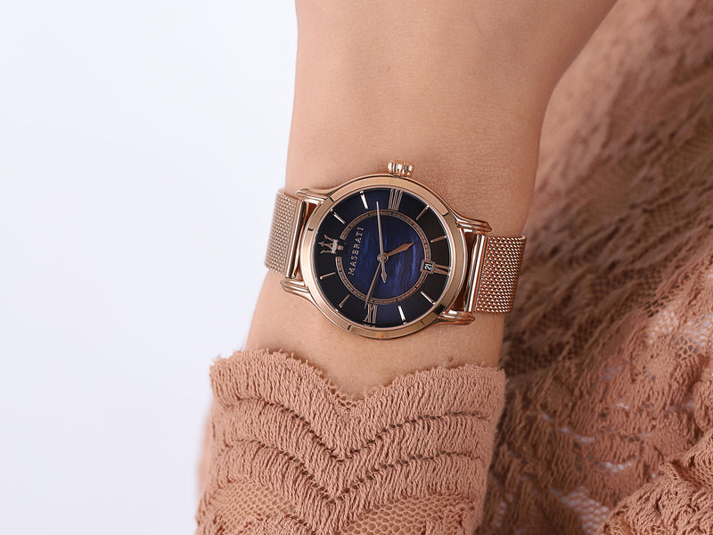 Maserati Epoca Blue Dial Rose Gold Mesh Strap Watch For Women - R8853118503 Buy Now By Maserati