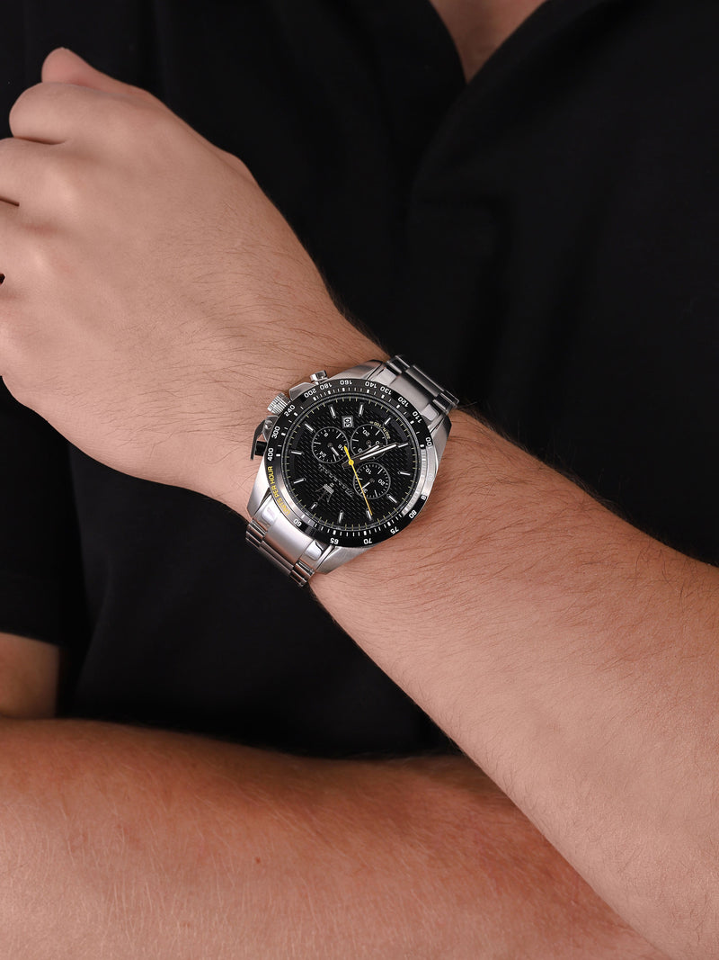 Maserati Traguardo Black Dial Silver Chronograph with Tachymeter Watch For Men - R8873612042 Buy Now By Maserati