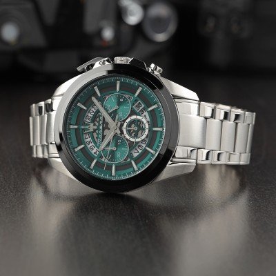 Maserati Traguardo Chronograph Green Dial Silver Steel Strap Watch For Men - R8873612060 Buy Now By Maserati