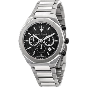 Maserati Stile Chronograph Black Dial Silver Steel Strap Watch For Men - R8873642004