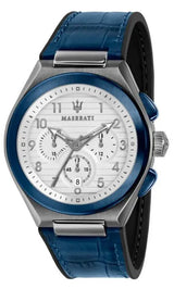 Maserati Triconic Chronograph White Dial Blue Leather Strap Watch For Men - R8871639001 Buy Now By Maserati