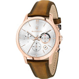 Maserati Ricordo Chronograph Silver Dial Brown Leather Strap Watch For Men - R8871633002 Buy Now By Maserati