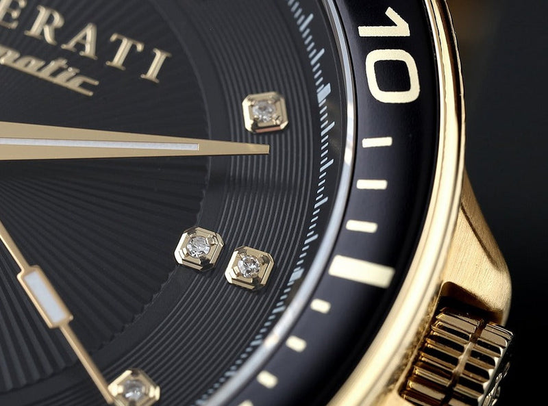 Maserati SFIDA Black Dial Yellow Gold Toned Stainless Steel Watch For Men - R8823140003 Buy Now By Maserati