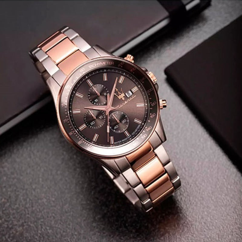 Maserati SFIDA Black Dial Two Tone Steel Strap Watch For Men - R8873640014 Buy Now By Maserati