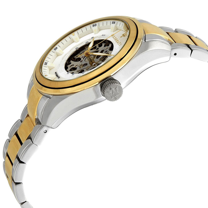 Maserati Traguardo Automatic White Skeleton Dial Two Tone Steel Strap Watch For Men - R8823112003 Buy Now By Maserati