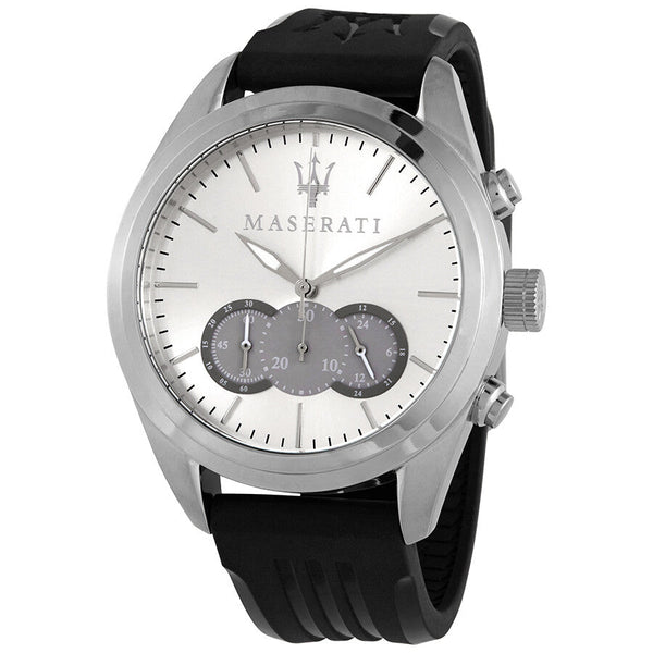 Maserati Traguardo Chronograph Silver Dial Black Rubber Strap Watch for Men - R8871612012 Buy Now By Maserati