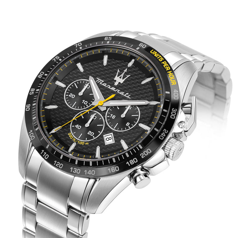 Maserati Traguardo Black Dial Silver Chronograph with Tachymeter Watch For Men - R8873612042 Buy Now By Maserati