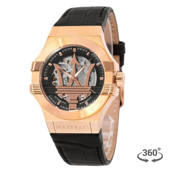 Maserati Potenza Automatic Skeleton Black Dial Black Leather Strap Watch For Men - R8821108039 Buy Now By Maserati