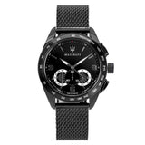 Maserati Traguardo Chronograph Black Dial Black Mesh Bracelet Watch For Men - R8873612031