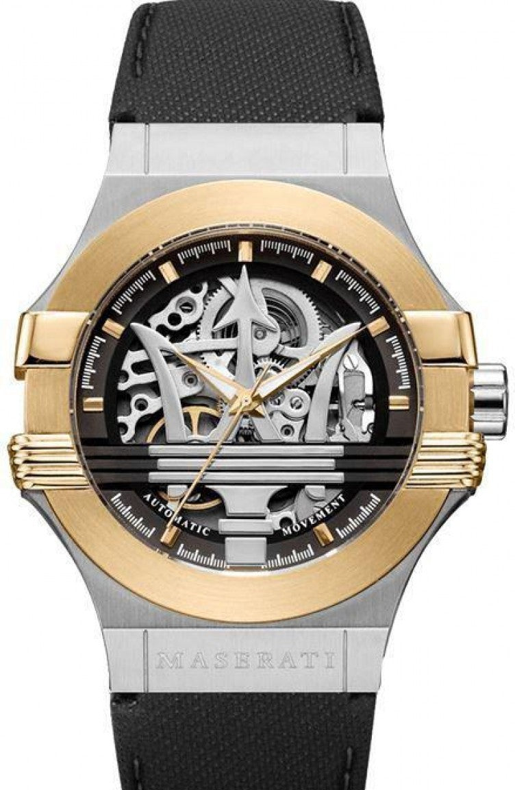 Maserati Potenza Automatic Skeleton Dial Black Leather Strap Watch For Men - R8821108011 Buy Now By Maserati