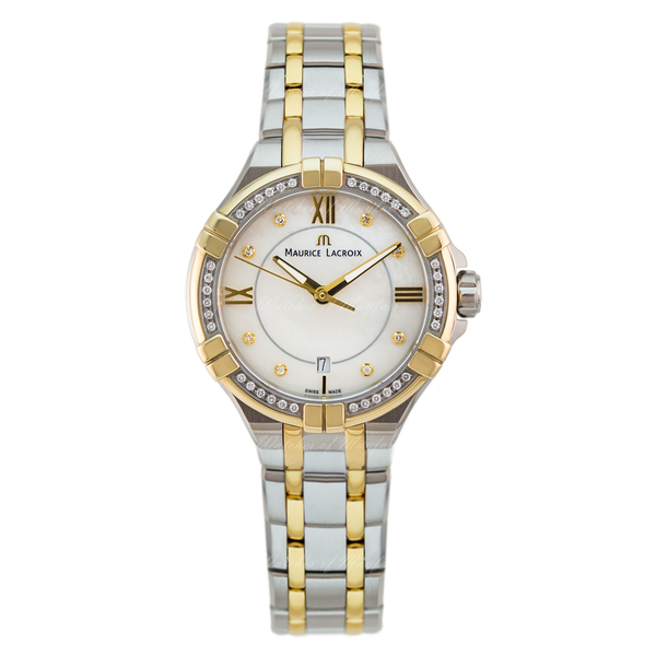 Shop Maurice Lacroix Aikon Diamonds Mother of Pearl Dial Two Tone Steel Strap Watch for Women - A11006-DY503-171-1 in USA