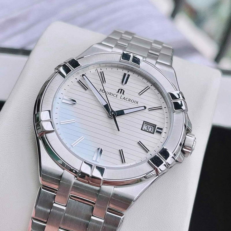 Maurice Lacroix Aikon Date White Dial Silver Steel Strap Watch for Men - AI1008-SS002-131-1 Buy Now By Maurice Lacroix
