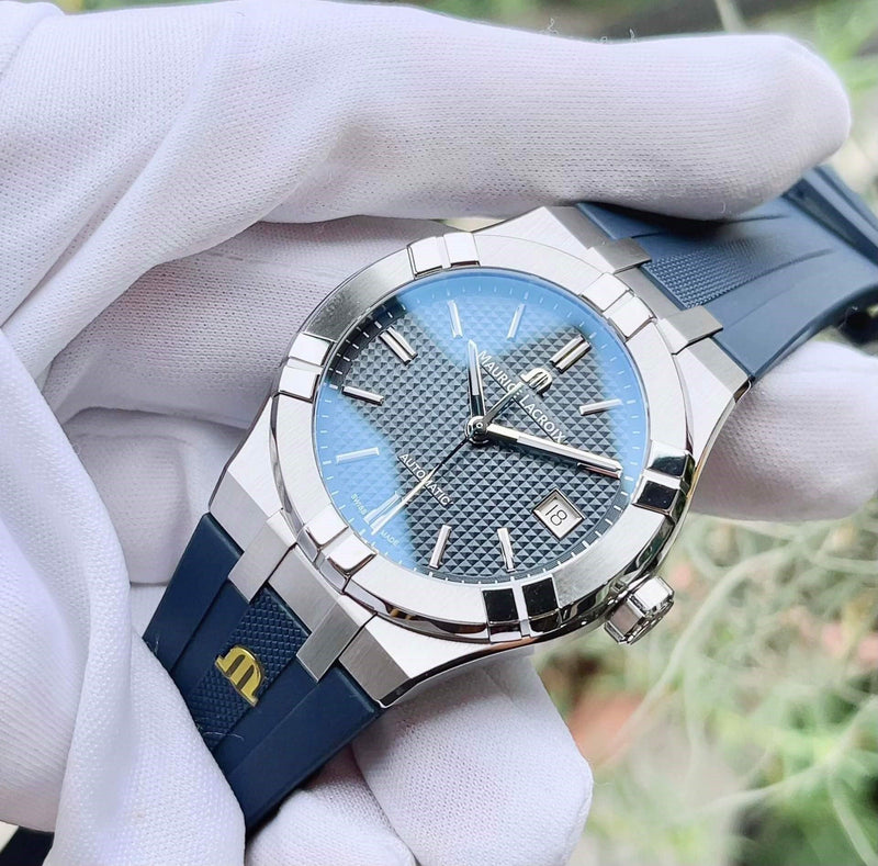 Maurice Lacroix Aikon Automatic Blue Dial Blue Rubber Strap Watch for Men - AI11808-SS000B-430-4 Buy Now By Maurice Lacroix