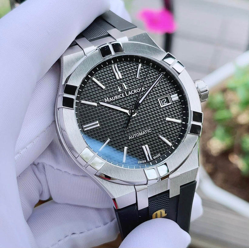 Maurice Lacroix Aikon Automatic Black Dial Black Rubber Strap Watch For Men - AI6008-SS000-330-2 Buy Now By Maurice Lacroix
