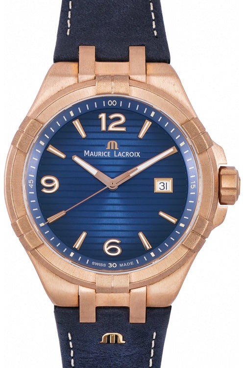 Maurice Lacroix Aikon Limited Edition Blue Dial Blue Leather Strap Watch For Men - AI6008-BRZ01-420-1 Buy Now By Maurice Lacroix