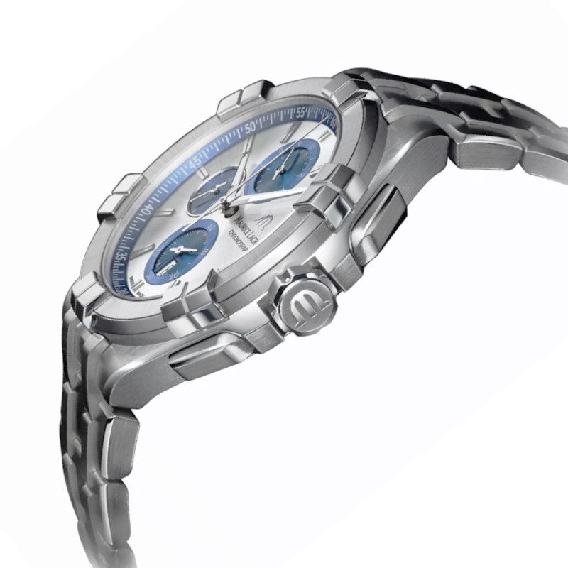 Maurice Lacroix Aikon Chronograph Silver Dial Silver Steel Strap Watch for Men - AI1018-SS002-131-1 Buy Now By Maurice Lacroix