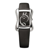 Shop Maurice Lacroix Fiaba Black Dial with Diamonds Black Leather Strap Watch for Women - DV5012-SD531-350 in USA