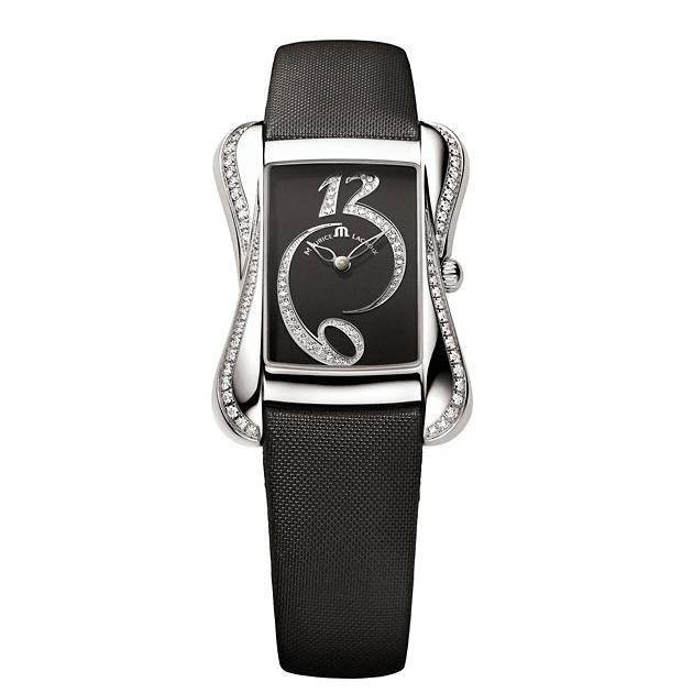 Shop Maurice Lacroix Fiaba Black Dial with Diamonds Black Leather Strap Watch for Women - DV5012-SD531-350 in USA
